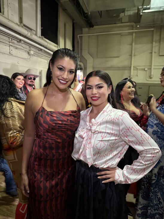 Madeline Gray Goodfox (right) with Ashley Callingbull.